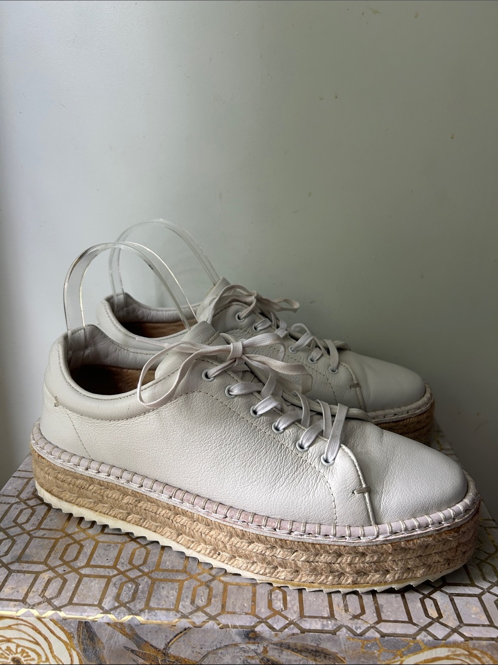 Rag & Bone Kent Leather Espardrille Platform Sneakers Women's size 39.5/9.5